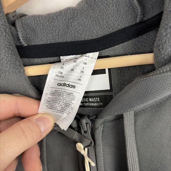 adidas Training Full Zip Hoodie Grey Casual Athletic Outerwear Sz 2XL HR5162 NWT - Picture 5 of 7